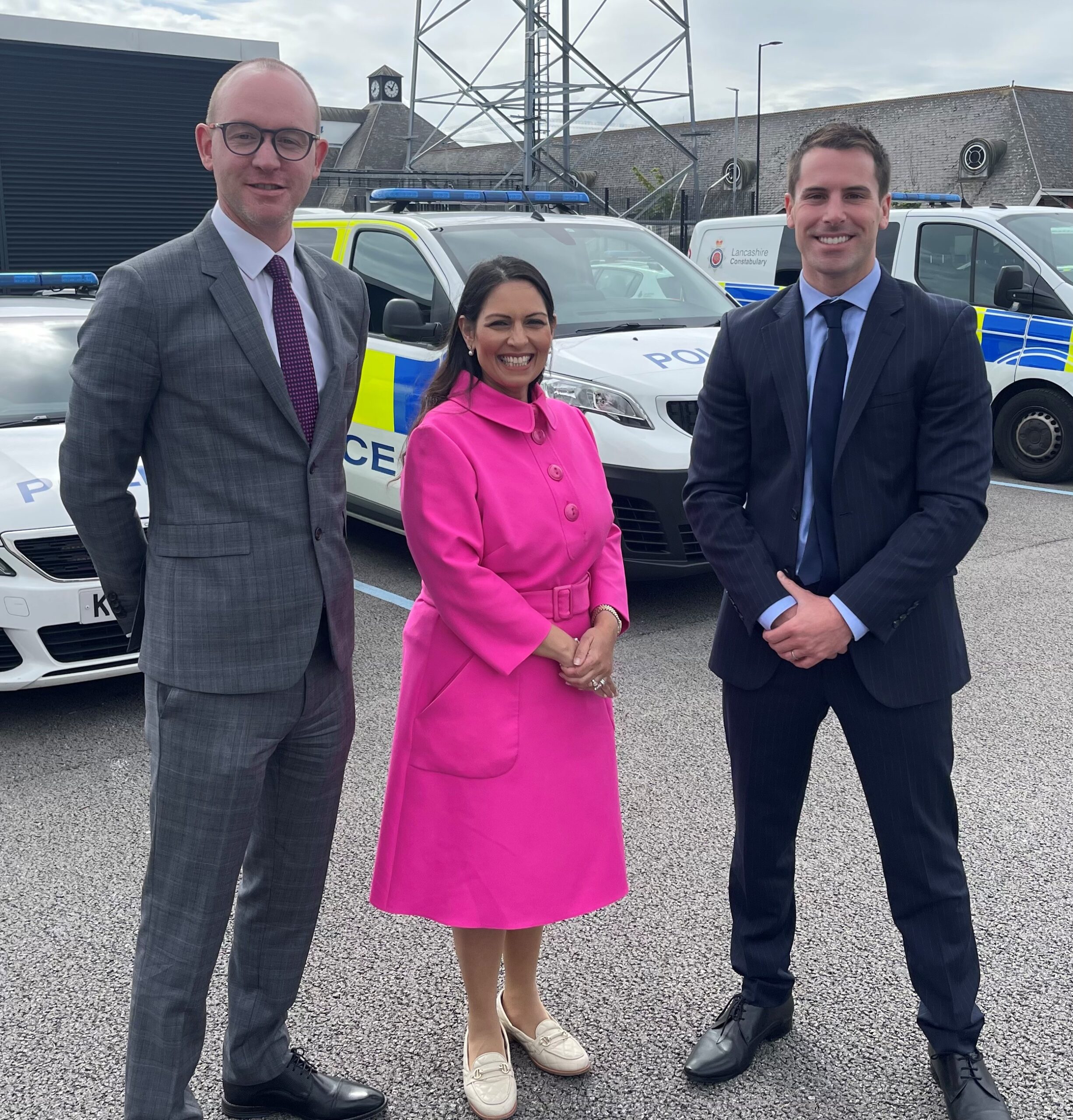 Priti Patel Praises Lancashire Crime Fight In Blackpool Visit   PCC Andrew Snowden Home Sec PritiPatel And Scott Benton MP Scaled 